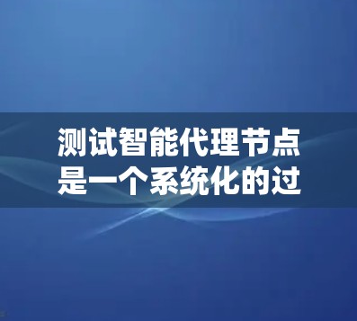 测试智能代理节点是一个系统化的过程，涉及多个步骤和环节。以下是对测试智能代理节点的详细步骤指南